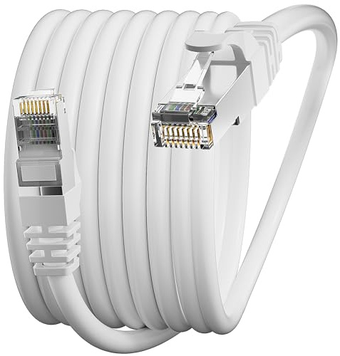 Ethernet Cable 10m Cat 6, Ethernet Network Cable 10 meter Shielded - 23AWG High Speed Gigabit Internet Cable - CCA, FTP Anti-jamming, Ethernet LAN Cable 10 Meter Cat 6 for Router Modem PC - White