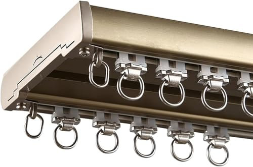 Robuste Doppel-Deckenvorhangschiene, 1 6 m, Aluminiumschiene für Raumteiler/Büro/Zuhause, Deckenmontage, Gardinenstange (D 2,8 m)