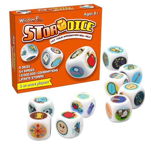 Story Time Dice – Tragbares 9X-Würfelspiel Aus Acryl | 9X Storytelling-Würfel | Fantasievolles Acrylspiel, 54 Bilder, Ikonischer Würfel Zum Geschichtenerzählen, Lustiges Familienspiel Für Kinder Und E