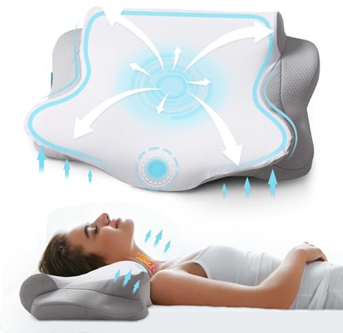 AOTOZE Almohada Cervical Ergonómica para Cuello,Cojin Cervicales Pillow, Almohada de Espuma Viscoelástica para Dormir,Almohada Ortopédica para Soporte de Cuello de Lado, Boca Arriba o Boca Abajo