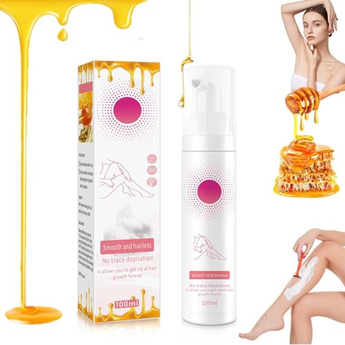 Honig Haarentfernungsschaum, Sanfte Rasierschaum Damen, Effektive Enthaarungsschaum für Herren, Natürliches Dichter Rasierschaum damen für Glatte Haut Ohne Schmerzen (100ml）