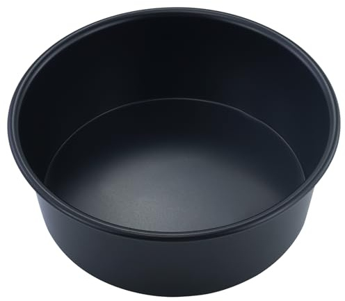 LTISHABILTD 8 inch Deep Cake Tin for Baking, Stainless Steel Non-Stick Cake Pan for Baking Roasting Serving, Birthday Wedding Layer Round Cake Tins, Healthy & Non-Toxic, Rust Resistant (20cm, Black)