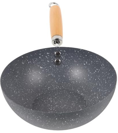 MUCKLILY Padella Wok Piccola in Ferro Padella Antiaderente Per Cucina Utilizzabile Su Fornelli Gas Elettrici e Induzione Per Cottura Domestica
