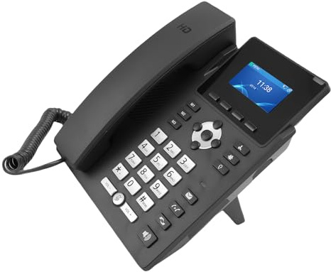 ASHATA Téléphone IP Commercial, Téléphone Business Média de Bureau avec Une Couleur LCD de 2,4 Pouces Affichage du Double Port 5.0 et Annulation de Bruit pour Le Bureau Professionnel