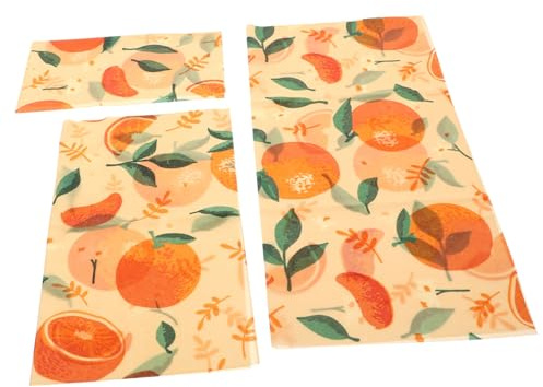 SOLUSTRE 3 Sheets Beeswax Food Wraps Eco-Friendly Beeswax Preservation Cloth for Food Covers Reusable
