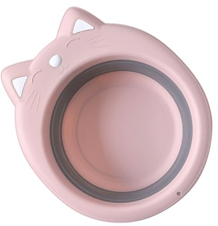 Supvox Tragbares Babywaschbecken Katzenform Faltbar Pp Material Rosa Kinder Waschwanne für Babypflege Unterwegs