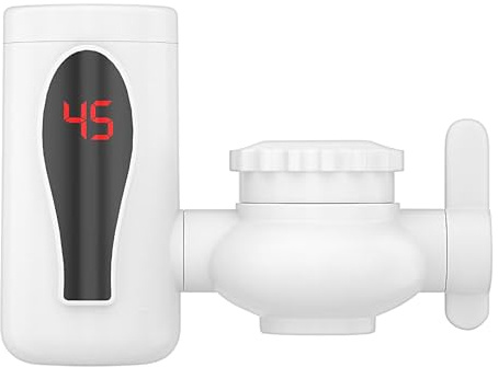 Hiemible Grifo de Agua Caliente,Calentador de Agua Instantáneo sin Tanque - Con Pantalla LED Digital Y 2 Modos Giratorio Para Cocina Lavamanos Zonas Exteriores Apartamentos Pequeños
