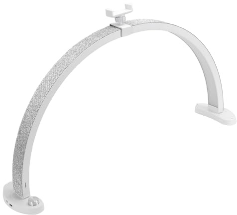 Spacnana 28 Tums LED Nagelbordslampa, Halvmåne Skrivbordslampa med Telefonstativ 40W 280 Pärlor Hopfällbar Båge för Nagelsalong Manikyrstudio (EU-)