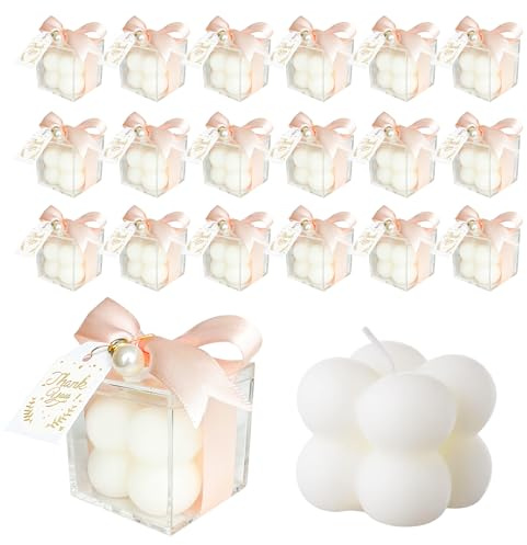 20 Stück Bubble Kerzen, Duftkerzen mit Acrylboxen, Bändern und Geschenkanhängern, Kerzen-Gastgeschenke für Hochzeit, Brautparty, Babyparty, Geburtstagsfeier