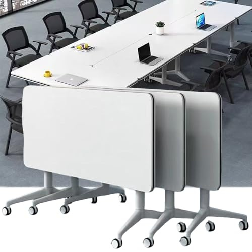 Mesa de conferencias Plegable con diseño abatible,de reuniones móviles con Ruedas silenciosas,Ideales para oficinas y Salas de formación,diseño Que Ahorra Espacio