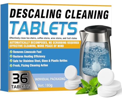 Erigathe Water Bottle Cleaning Tablets 36PCS, Kettle Descaler Tablets Individually Packed, for All Stainless Steel, Flasks, Plastics and Glass Drinking Containers