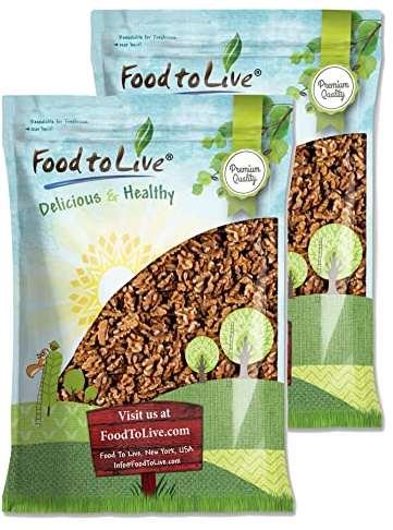 Food to Live - California Walnuts Halves & Pieces, 10 Pounds Raw, Unsalted, Shelled, Vegan, Kosher, Sirtfood, Bulk. Rich in Omega-3 Fatty Acids, Protein. Great for Baking, Snacking.