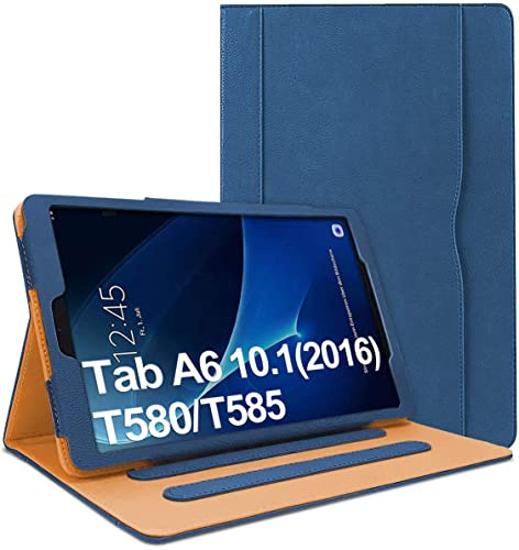 Danycase Hülle für Samsung Galaxy Tab A 10.1 SM-T580/T585, PU-Leder Folio-Schutzhülle für Galaxy Tab A 10.1 Zoll 2016 Vesion, mit Dokumentenkartenfach, Mehrere Betrachtungswinkel (Dunkelblau)