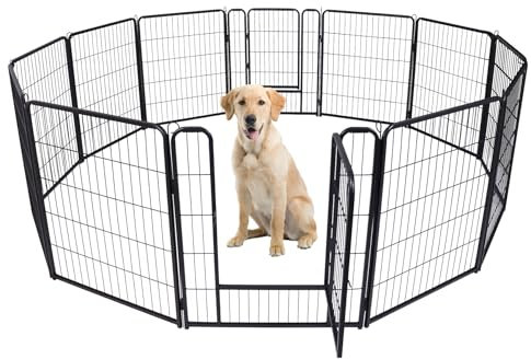 Froadp 12-TLG Welpenauslauf Hundezaun mit Tür Welpenlaufstall 65 x 80 cm Laufgitter Tierlaufstall Freigehege Gehege Welpenzaun Hundeauslauf Freilaufgehege Zaun Laufstall für Hund