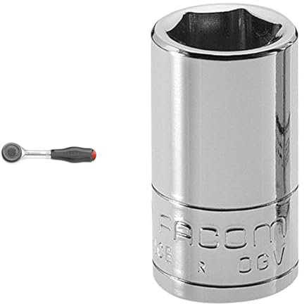 Facom - Clé à Cliquet 1/4'' à Manche Hélicoïdal à Action Rapide - R.360PB - Cric à Poignée Rotative & R.10 Douille 1/4 6 Pans De 10Mm