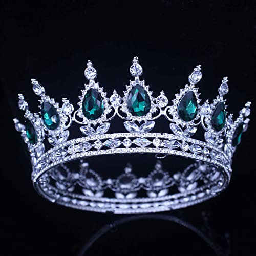 HAODUOO Haarnadel Haarschmuck Krone Tiaras for Frauen König Hochzeit Tiara Krone Braut Vintage Kristall Diadem Frauen/Männer Haarschmuck Braut Strass Kopf Schmuck Zubehör