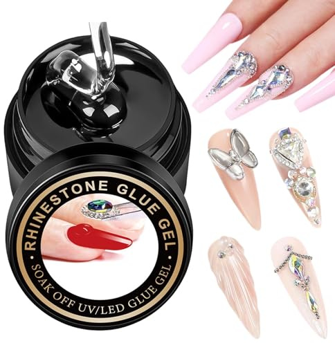 Nail Charm Glue, Long-Lasting Gel Nail Glue, Nail Rhinestone Glue, Multipurpose Nail Adhesive, Strong Nail Charm Glue Gel for Home, Nail Salon, & Nail Decorations