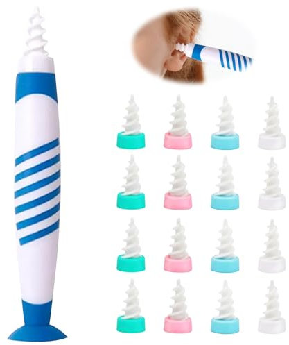 Ear Wax Removal, Ear Wax Removal Kit, Silicone Safe Soft Spiral Ear Cleaner with 16 pcs Soft Silicone Washable Tips, Ear Wax Removal Tool for Adults Kids