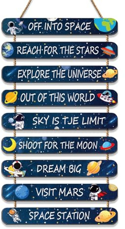 Tyatiyzn Targa da parete con scritta, citazione ispiratrice decorazione da parete, Cartello motivazionale in legno da parete, Tema spaziale, ideale per regali di compleanno (21,65 x 11,61 in)