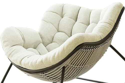 RTSFKFS Coussin de Chaise à Bascule Intérieur Extérieur – Épais et Doux for Fauteuils Papasan, Œuf, Rotin et Wicker – Coussin de Siège for Véranda, Jardin, Patio, Salon (Coussin Seul)(Blanc)