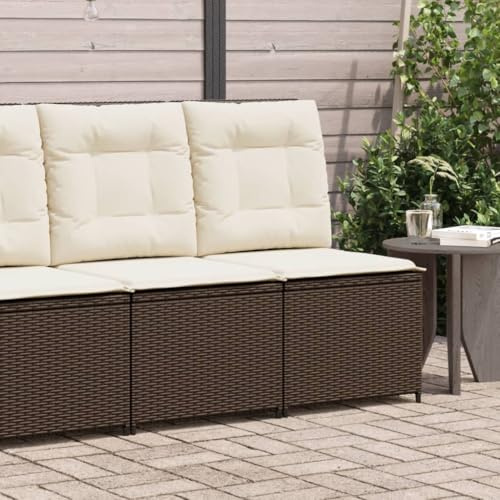 Teenpull Gartensessel mit Liegefunktion, Poly Rattan Braun, verstellbar, wetterfest, UV-beständig, 110 kg Traglast, für Terrasse & Balkon, inkl. Cremeweiß Kissen, Gartenmöbel