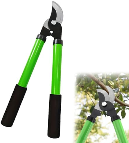 Bypass Loppers, 38cm SK5 Carbon Steel Blade Branch Cutter with Non-Slip Handle, Effortless Garden Tree Trimmer for Shrubs, Fruit Trees and Thorny Vines Green