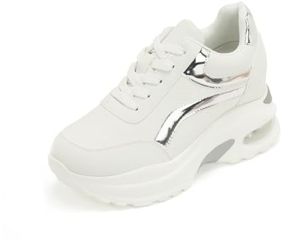 JOMIX Sneaker Donna Eleganti Casual Scarpe da Ginnastica con Air Suole Spesse Camminata Comode Sportive (WCC250132, Bianco, 40 EU)
