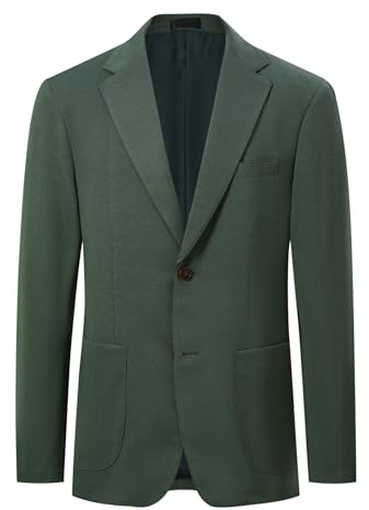 Allthemen Blazer Casual Business Uomo Slim Fit Giacca da Abito 2 Bottone Elegante Jacket Sportive Tinta Unita Verde XL