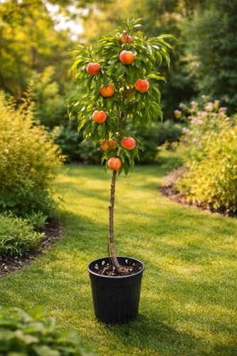 Prunus persica Red Haven persikoträd 140–180 cm vinterhärdigt – saftiga söta persikor, hållbart fruktträd för trädgård och terrass, lättskött, självfruktigt