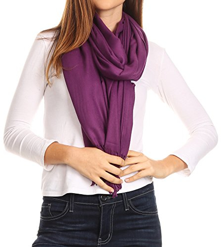 Sakkas Iris, warmer, superweicher Pashmina-Schal mit Kaschmir-Feeling, leichter Schal für Damen – Hochzeiten, Abendkleider, Festivals, Reisen & Abendaccessoire - Lila - OS