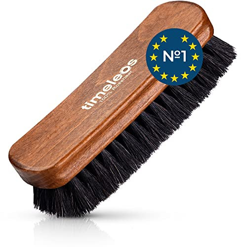 TIMELEOS Set di spazzole per scarpe in crine di cavallo per una cura ottimale delle scarpe, spazzola lucida per scarpe da uomo, spazzola morbida per capelli di cavallo, set da 1 pezzo scuro