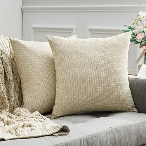 MIULEE Weihnachten Kissenbezüge Kissenhülle Dekokissen Leinen-Optik Dekorative Kissenbezug Sofakissen Couchkissen Deko Kreuz mit Verstecktem Reißverschluss für Schlafzimmer 2er Set 50x50 cm Creme Weiß