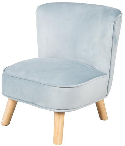 roba Kindersessel Lil Sofa - Bequemer Sessel für Mädchen & Jungen - Stabile Holzfüße - für Baby & Kinderzimmer - Stoff aus Samt - Grau