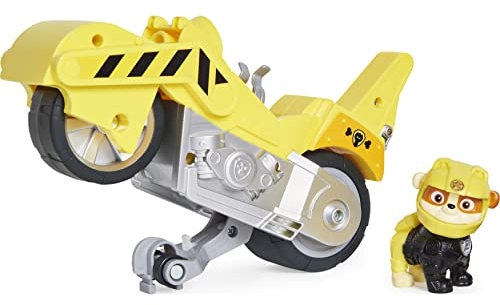 PAW PATROL Moto Pups Rubbles Motorrad mit Spielfigur, Fahrzeug mit Rückzugs- und Wheelie-Funktion, ab 3 Jahren, Basis Fahrzeug (Basic Vehicle)