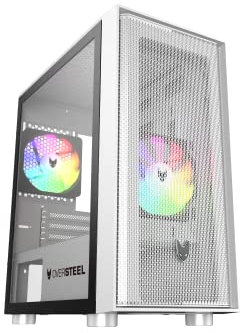 Oversteel - Aeris Caja Pc Gaming Compatible con Placas Micro ATX e ITX, 2 Ventiladores 120mm RGB Incluidos, Frontal Mallado, 2 Filtros Antipolvo, Cristal Lateral Templado, USB 3.0, Color Blanco