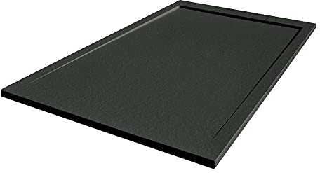 Nia Shower Tray | Slate Effect | Anti-Bacterial | Hidden Waste | Anthracite Shower Tray | 1200 x 800