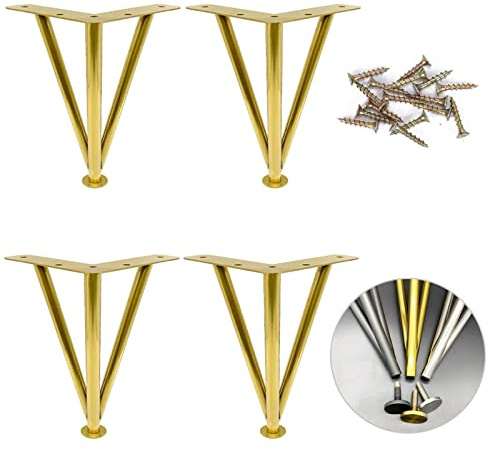 KOOEIN Möbelfüße Verstellbar X4,tischbeine Aus Edelstahl,schrankfüße,Sofa,badezimmerschrank,couchtisch,schwerlast Dreieckige Beine,metallbeine Für Heimwerker,rutschfest,Gold-30cm/12in