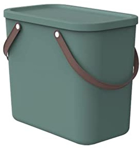 Rotho Albula Caja de almacenamiento de 25 l con tapa, plástico (PP reciclado), verde, 25 l (40,0 x 23,5 x 34,0 cm)