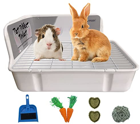 kathson Guinea Pig Litter Box,Bunny Potty Training,Plastic Square Small Animal Toilet,for Hamster Chinchilla Ferret Hedgehog Gerbil(White)
