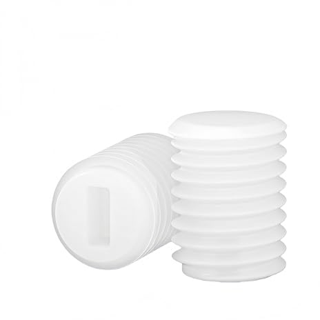 Lot de 70 vis à tête fendue M8 x 10 mm, vis sans tête en plastique sans tête en nylon blanc