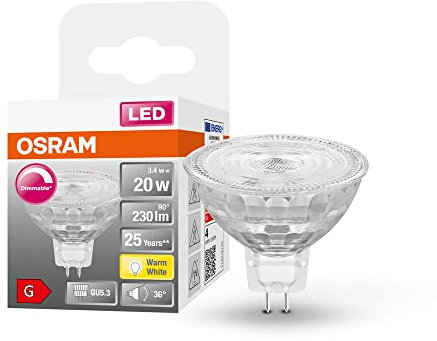 Osram Superstar Reflektorlampe für GU5.3-Sockel, klares Glas,Warmweiß (2700K), 230 Lumen, Ersatz für herkömmliche 20W-Leuchtmittel, dimmbar, 1-er Pack