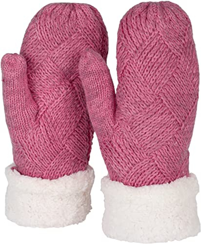 styleBREAKER Damen Strick Fäustlinge Rauten Muster Fleece | Ohne störende Nähte, weiches Bündchen, sehr elastisches Polyacryl-Gewebe für 16-21 cm Handumfang, isolierendes Innenfutter.