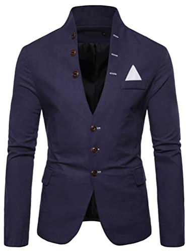 seiveini Sakko Herren Slim Fit Sportlich Blazer Leichte mit Knöpfe Sportsakko Männer Elegant Jacke A Marine L