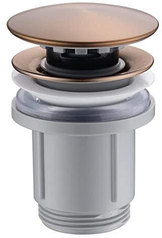 Mice - Valvula de Click Clack Apta para lavabos y bides - Desagüe Lavabo Fácil instalación Tapones de Desagüe Lavabo, Universal con Rebosadero, Pop-Up Oro Rosa Cepillado-VCC021