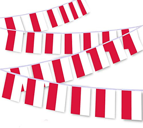 MacLand 30 cuerdas de bandera nacional de Polonia, banderines polacos de 32 pies, pancarta decorativa para decoración de patio interior y exterior