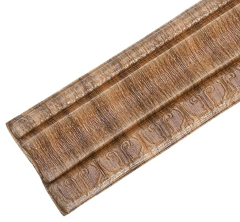 sourcing map Flexible Wall Molding Trim, 1pcs 8Ft x 4 in Flexible Baseboard Molding Trim, Self Adhesive Wall Border Foam Molding Trim for Home, Office, and Hotel DIY Decoration, Brown