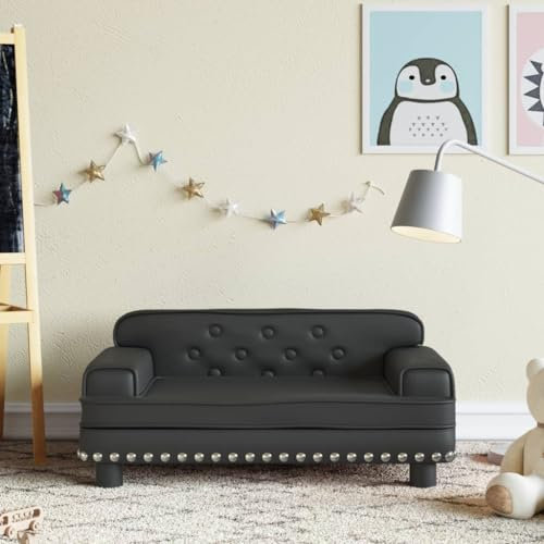 CIADAZ Kindersofa Schwarz 70x45x30 cm Kunstleder, Mini Sofa, Kindercouch, Couch, Kleine Couch, Kinderzimmer Möbel, Mini Sofa for Kids - 3196300
