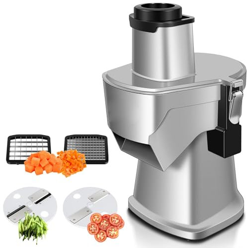 Picadora de verduras eléctrica 4 en 1, cortadora y rebanadora de alimentos multifuncional, rebanadora de mandolina y rallador de queso, cortador de papas fritas con múltiples cuchillas de 220 V y