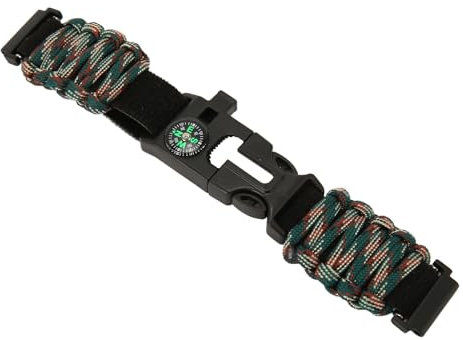 Paracord-Armband mit Pfeife, Kompass-Seilschneider, Verstellbarer Feuerstarter, Stilvolles Paracord-Armband für Camping und Klettern (Ozean)