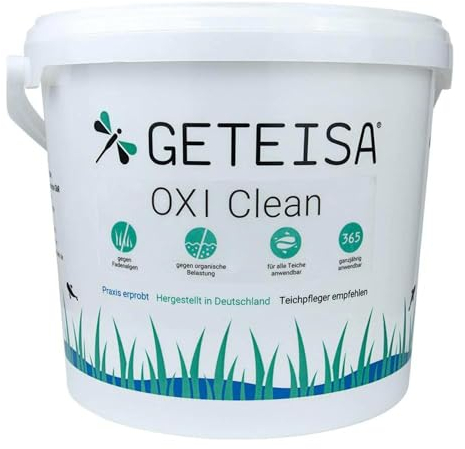 GETEISA OXI Clean 10kg - Effektiver Algen- und Sedimententferner mit Sauerstofftechnologie, Fördert Teichklarheit, Sauerstoffregulierung, Made in Germany